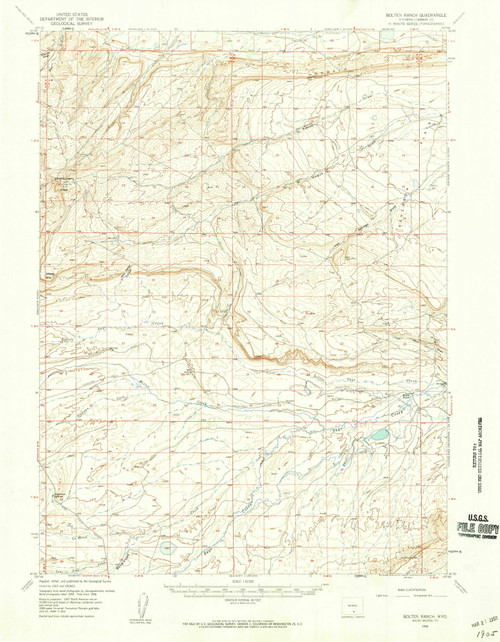 Bolten Ranch, Wyoming 1956 (1959) USGS Old Topo Map Reprint 15x15 WY Quad 342043