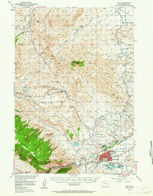 Cody, Wyoming 1949 (1962) USGS Old Topo Map Reprint 15x15 WY Quad 342059