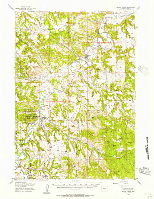 Devils Tower, Wyoming 1955 (1957) USGS Old Topo Map Reprint 15x15 WY Quad 342090