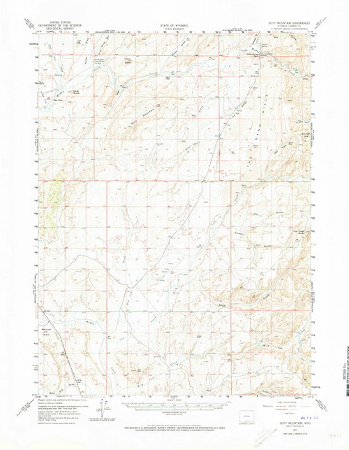 Doty Mountain, Wyoming 1957 (1973) USGS Old Topo Map Reprint 15x15 WY Quad 342092