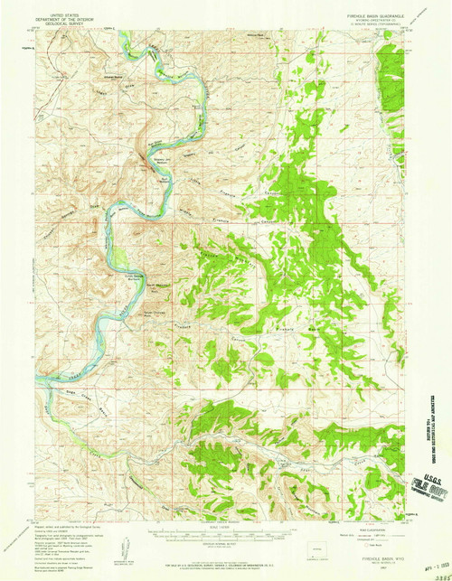 Firehole Basin, Wyoming 1957 (1959) USGS Old Topo Map Reprint 15x15 WY Quad 342105