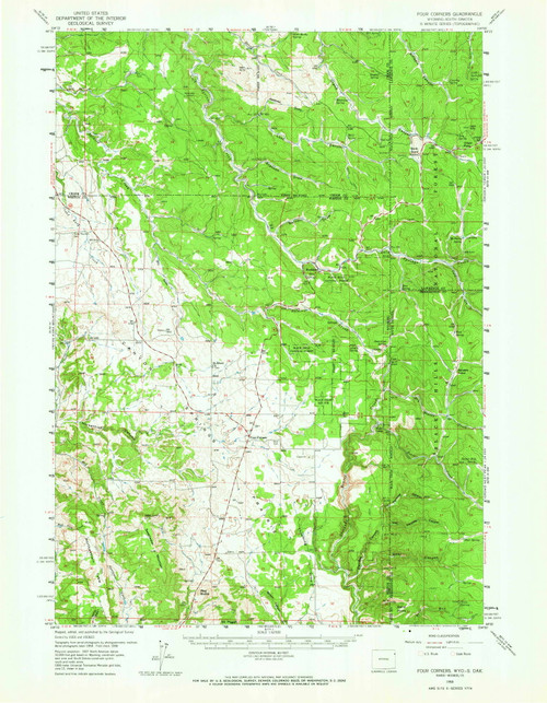 Four Corners, Wyoming 1958 (1966) USGS Old Topo Map Reprint 15x15 WY Quad 342115