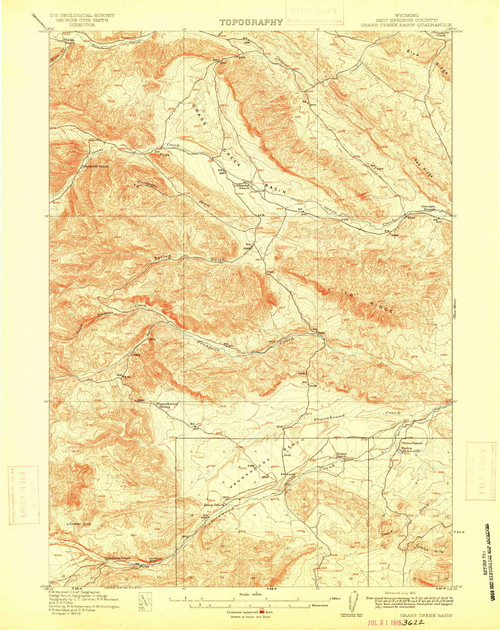Grass Creek Basin, Wyoming 1915 (1915) USGS Old Topo Map Reprint 15x15 WY Quad 342123