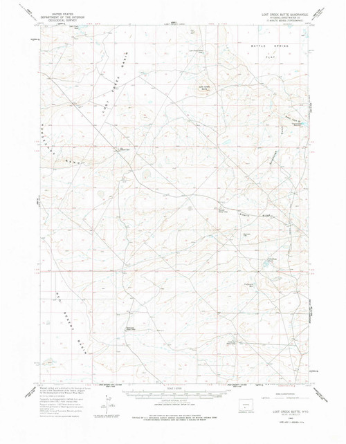 Lost Creek Butte, Wyoming 1960 (1978) USGS Old Topo Map Reprint 15x15 WY Quad 342157
