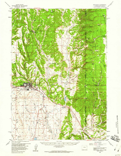 Newcastle, Wyoming 1958 (1960) USGS Old Topo Map Reprint 15x15 WY Quad 342205