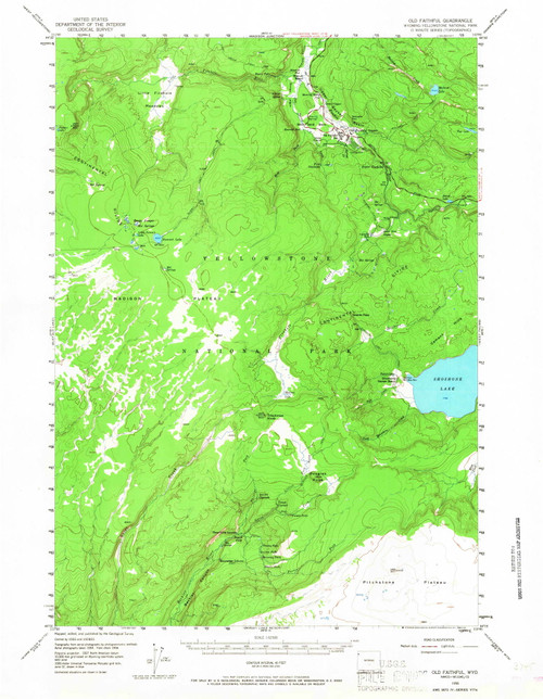 Old Faithful, Wyoming 1956 (1967) USGS Old Topo Map Reprint 15x15 WY Quad 342213