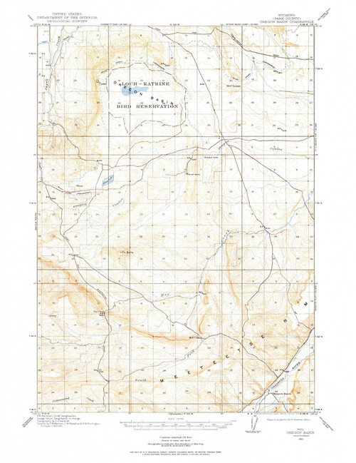 Oregon Basin, Wyoming 1911 (1975) USGS Old Topo Map Reprint 15x15 WY Quad 342215