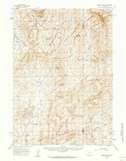 Ormsby Draw, Wyoming 1959 (1962) USGS Old Topo Map Reprint 15x15 WY Quad 342217