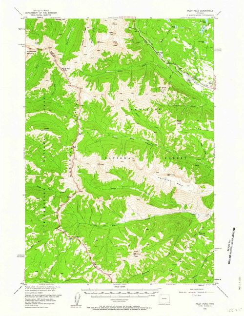 Pilot Peak, Wyoming 1956 (1963) USGS Old Topo Map Reprint 15x15 WY Quad 342230