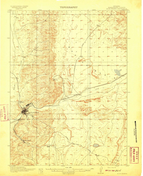 Rock Springs, Wyoming 1910 (1910) USGS Old Topo Map Reprint 15x15 WY Quad 342237