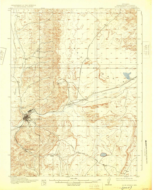 Rock Springs, Wyoming 1910 (1925) USGS Old Topo Map Reprint 15x15 WY Quad 342238