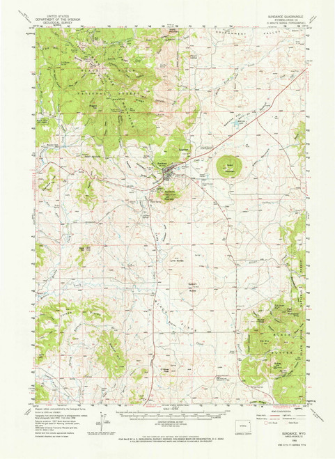 Sundance, Wyoming 1958 (1966) USGS Old Topo Map Reprint 15x15 WY Quad 342259