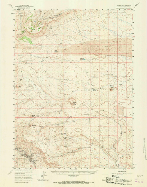 Superior, Wyoming 1958 (1967) USGS Old Topo Map Reprint 15x15 WY Quad 342266