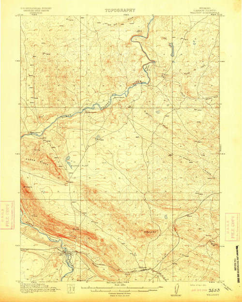 Walcott, Wyoming 1914 (1914) USGS Old Topo Map Reprint 15x15 WY Quad 342288