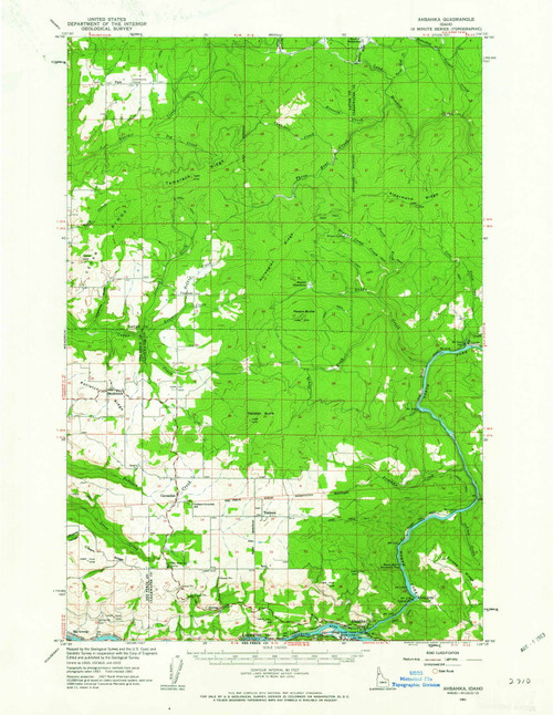 Ahsahka, Idaho 1961 (1963) USGS Old Topo Map Reprint 15x15 ID Quad 238888