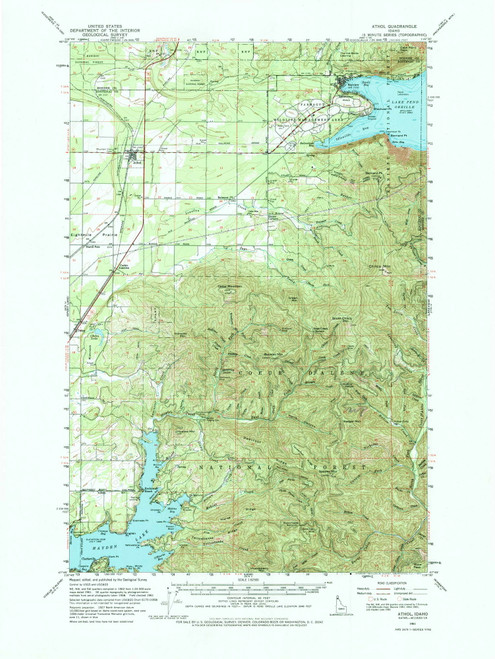 Athol, Idaho 1961 (1973) USGS Old Topo Map Reprint 15x15 ID Quad 238900