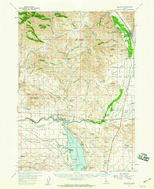 Bellevue, Idaho 1957 (1959) USGS Old Topo Map Reprint 15x15 ID Quad 238908