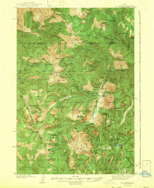 Big Creek, Idaho 1942 (1942) USGS Old Topo Map Reprint 15x15 ID Quad 238914