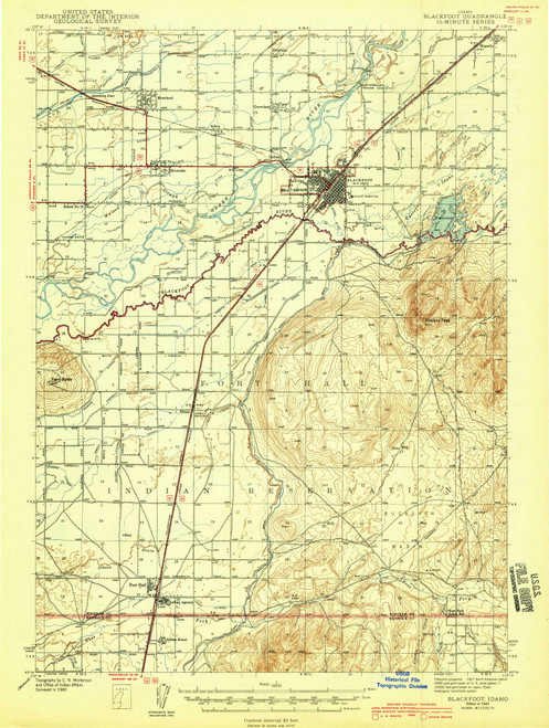 Blackfoot, Idaho 1943 (1943) USGS Old Topo Map Reprint 15x15 ID Quad 238927