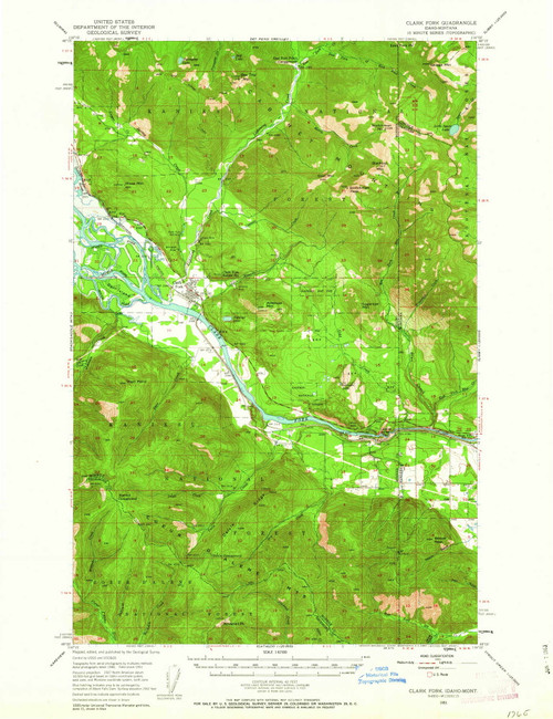 Clark Fork, Idaho 1951 (1963) USGS Old Topo Map Reprint 15x15 ID Quad 238981