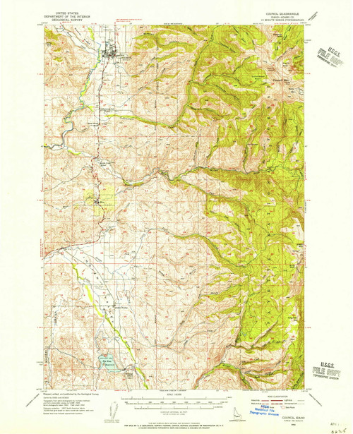 Council, Idaho 1954 (1956) USGS Old Topo Map Reprint 15x15 ID Quad 239003