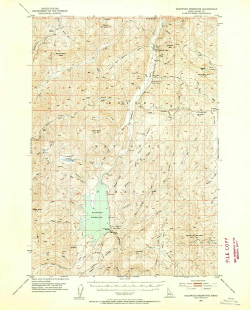 Deadwood Reservoir, Idaho 1953 (1955) USGS Old Topo Map Reprint 15x15 ID Quad 239030