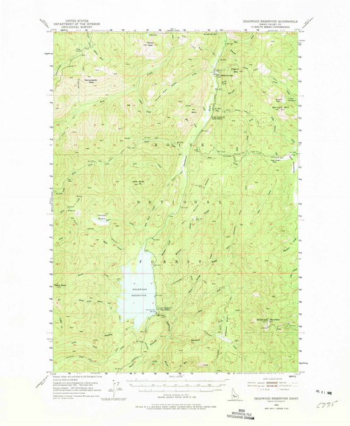 Deadwood Reservoir, Idaho 1953 (1975) USGS Old Topo Map Reprint 15x15 ID Quad 239031