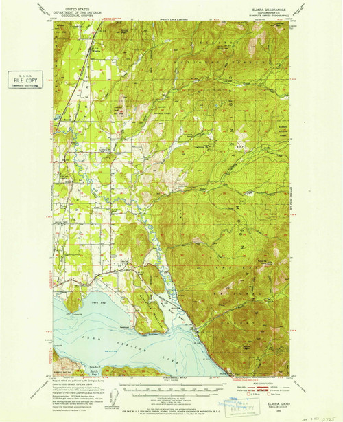 Elmira, Idaho 1951 (1953) USGS Old Topo Map Reprint 15x15 ID Quad 239058