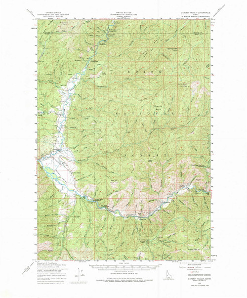 Garden Valley, Idaho 1959 (1975) USGS Old Topo Map Reprint 15x15 ID Quad 239073