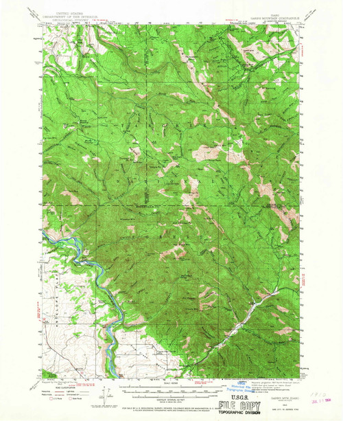 Garns Mtn, Idaho 1943 (1968) USGS Old Topo Map Reprint 15x15 ID Quad 239074
