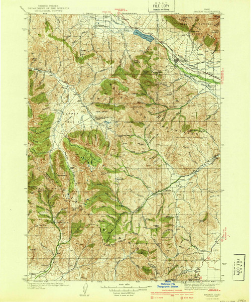 Mackay, Idaho 1940 (1940) USGS Old Topo Map Reprint 15x15 ID Quad 239168