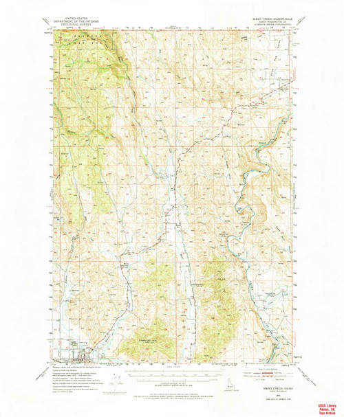 Mann Creek, Idaho 1953 (1975) USGS Old Topo Map Reprint 15x15 ID Quad 239175