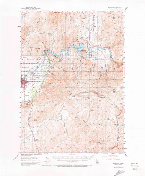 Montour, Idaho 1953 (1973) USGS Old Topo Map Reprint 15x15 ID Quad 239185