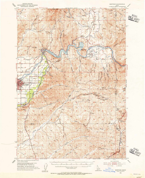 Montour, Idaho 1953 (1956) USGS Old Topo Map Reprint 15x15 ID Quad 239186
