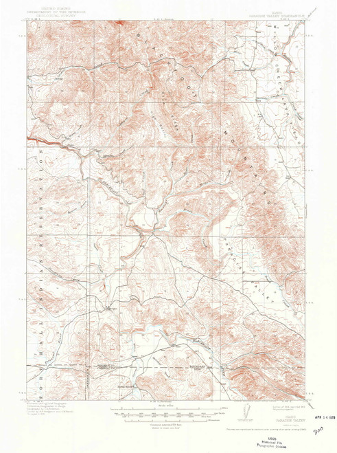 Paradise Valley, Idaho 1918 (1949) USGS Old Topo Map Reprint 15x15 ID Quad 239223
