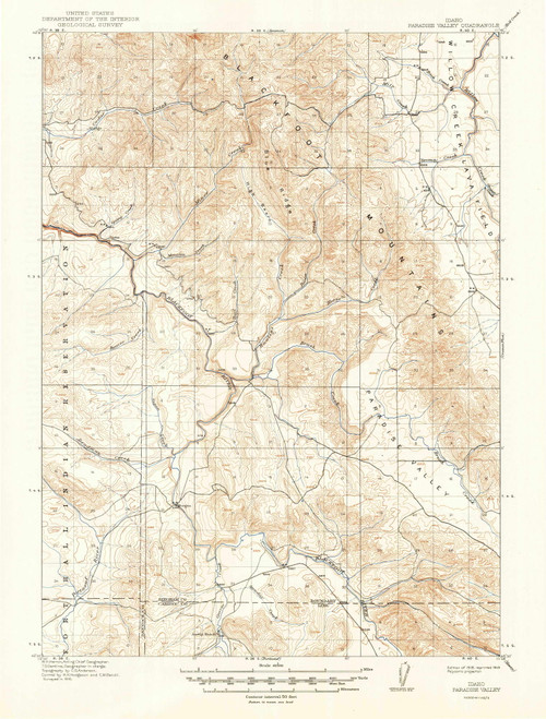 Paradise Valley, Idaho 1918 (1949) USGS Old Topo Map Reprint 15x15 ID Quad 239224