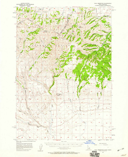 Paul Reservoir, Idaho 1957 (1959) USGS Old Topo Map Reprint 15x15 ID Quad 239232