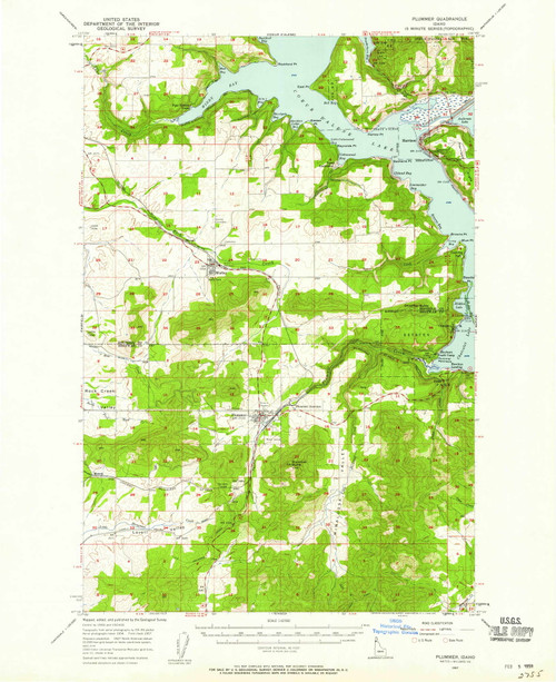 Plummer, Idaho 1957 (1959) USGS Old Topo Map Reprint 15x15 ID Quad 239235