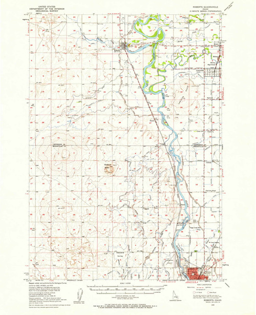 Roberts, Idaho 1949 (1959) USGS Old Topo Map Reprint 15x15 ID Quad 239250