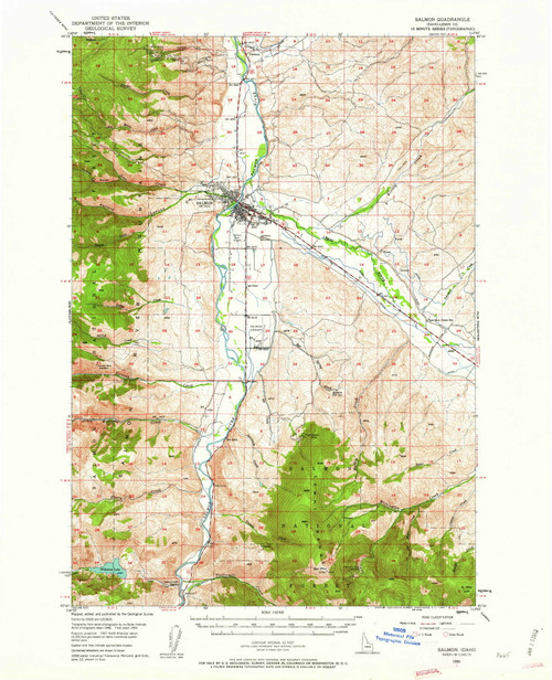 Salmon, Idaho 1950 (1962) USGS Old Topo Map Reprint 15x15 ID Quad 239259