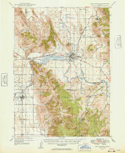 Soda Springs, Idaho 1949 (1949) USGS Old Topo Map Reprint 15x15 ID Quad 239288
