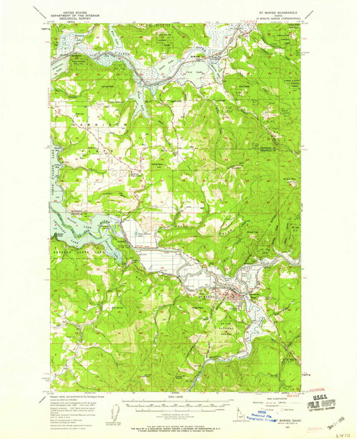 St. Maries, Idaho 1957 (1958) USGS Old Topo Map Reprint 15x15 ID Quad 239298