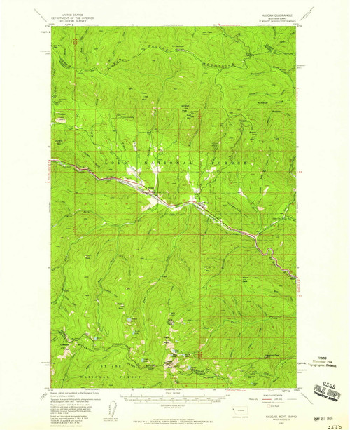 Haugan, Montana 1957 (1959) USGS Old Topo Map Reprint 15x15 ID Quad 268055