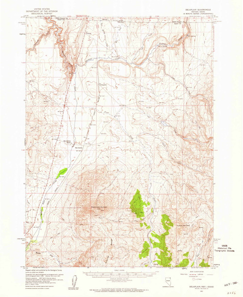 Delaplain, Nevada 1957 (1960) USGS Old Topo Map Reprint 15x15 ID Quad 320838