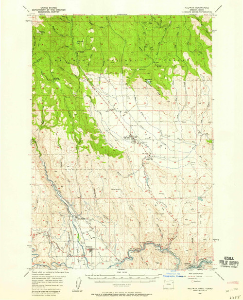 Halfway, Oregon 1957 (1958) USGS Old Topo Map Reprint 15x15 ID Quad 282548