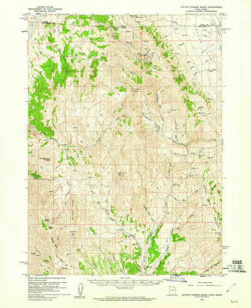 Cotton Thomas Basin, Utah 1959 (1960) USGS Old Topo Map Reprint 15x15 ID Quad 248717