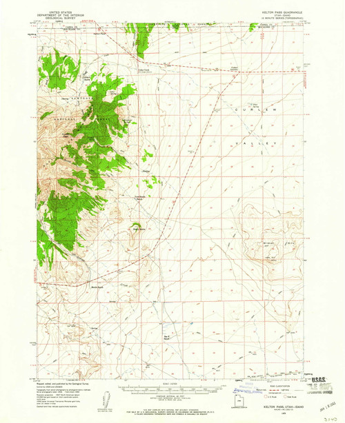 Kelton Pass, Utah 1959 (1960) USGS Old Topo Map Reprint 15x15 ID Quad 250134