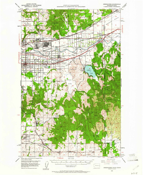 Greenacres, Washington 1949 (1961) USGS Old Topo Map Reprint 15x15 ID Quad 241415