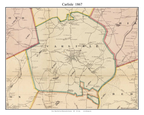 Carlisle Massachusetts 1867 Old Town Map Custom Print - Boston Vicinity - Middlesex  Co.