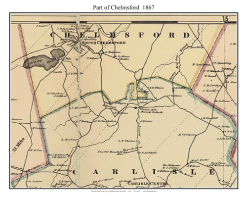 Chelmsford (partial) Massachusetts 1867 Old Town Map Custom Print - Boston Environs - Middlesex  Co.